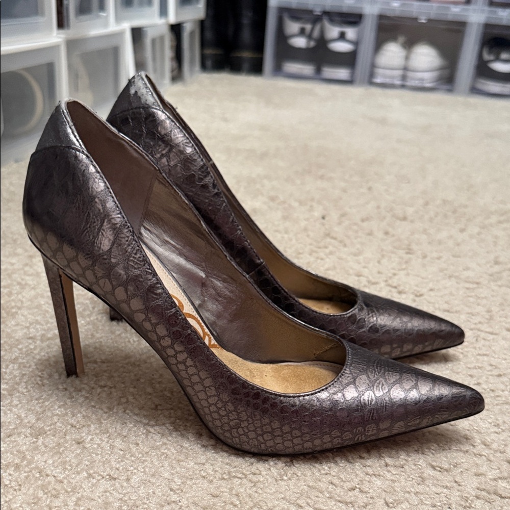 Sam Edelman Dea Metallic Pewter Heels